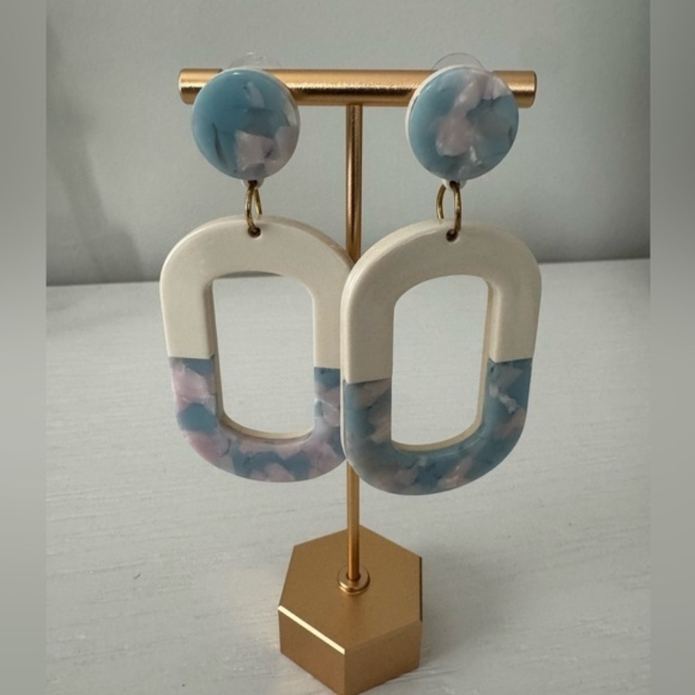 Abstract Blue and Pink Super Cute Dangle Earrings